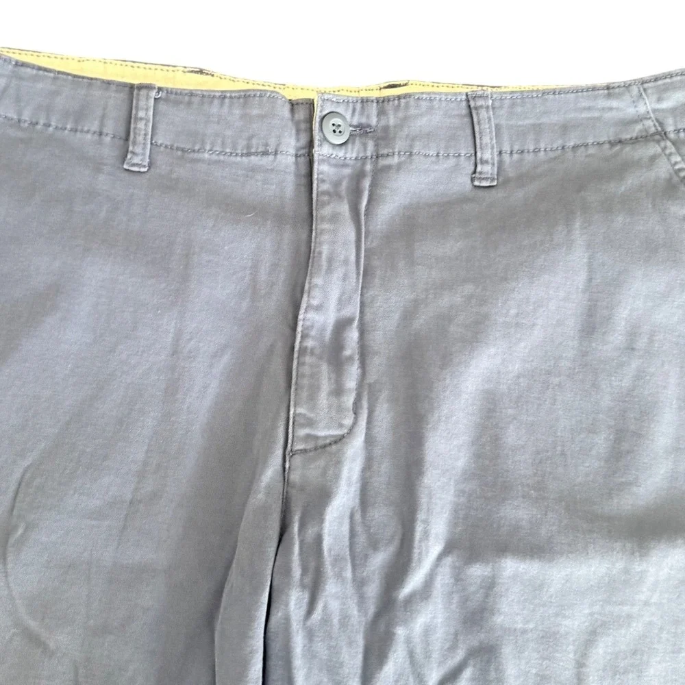 George Mens Light Blue Grey Flat Front Chino Shorts Size 40 Casual Twill Summer